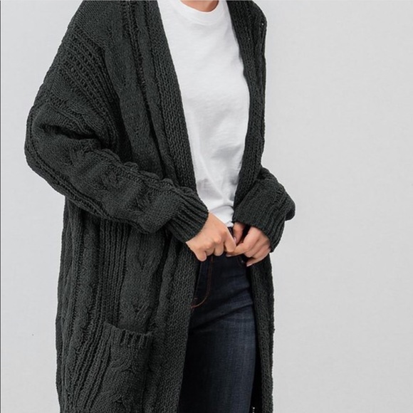 NWT Chunky Cable Knit Open Pocket Grandpa Cardigan - Picture 5 of 7